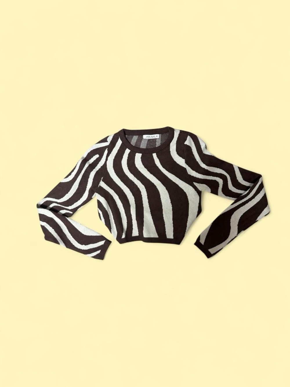 12th Tribe Zebra-Print Cropped Crewneck Sweater - Black & White